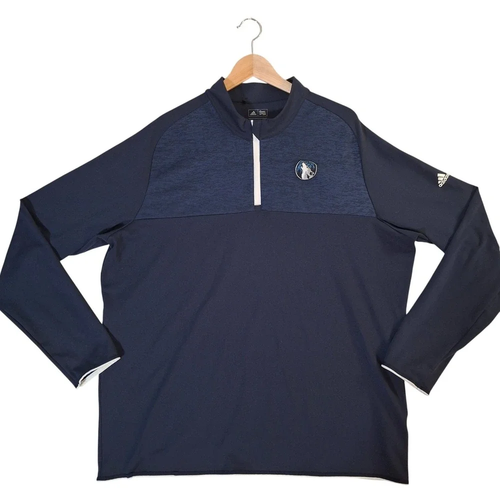 Minnesota Timberwolves 1/4 Zip Pullover Mens 2XL Navy Blue NBA Adidas